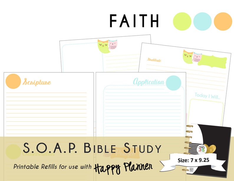 Happy Planner PRINTABLE S O A P Bible Study Planner Refills Etsy