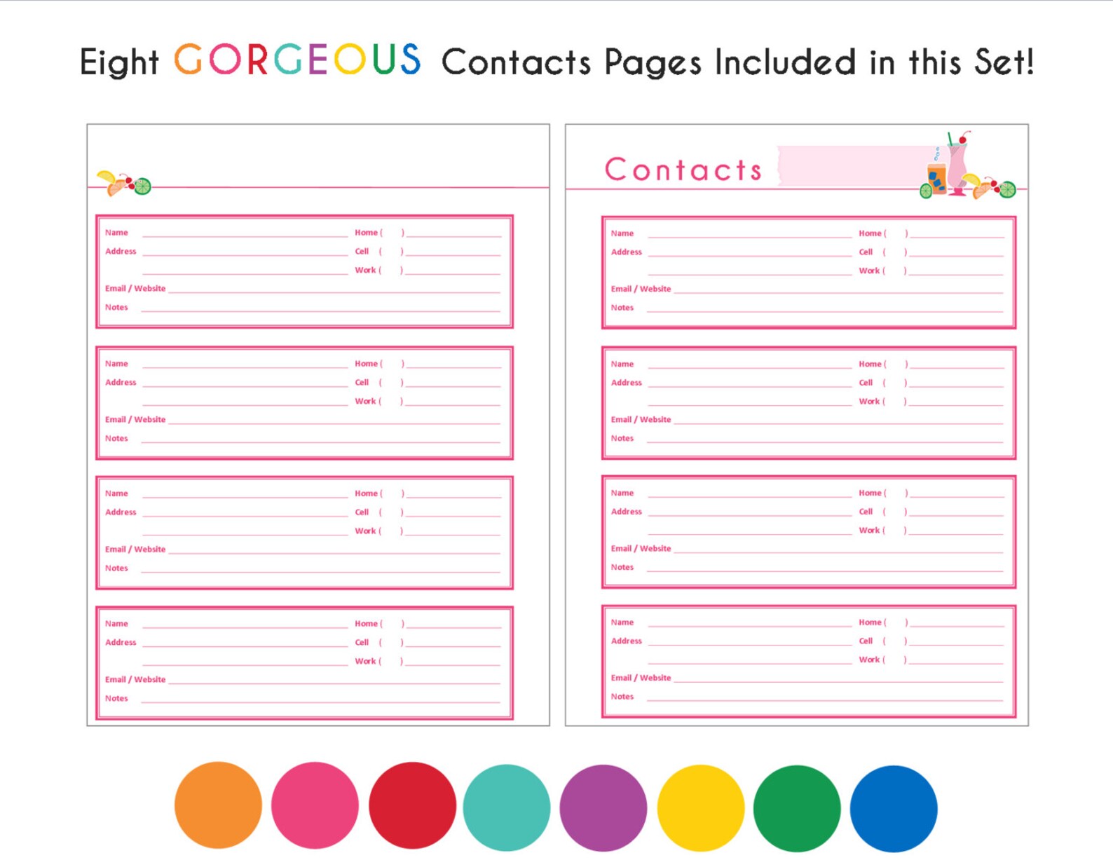 Happy Planner PRINTABLE Contact / Address Page Refills | Etsy