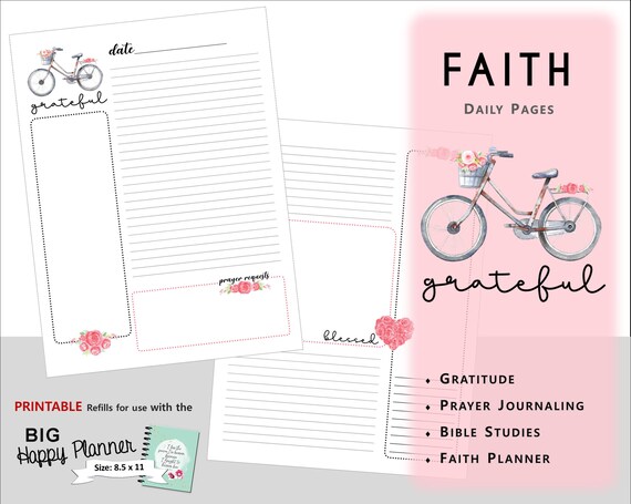 FAITH Daily Printable PDF BIG Happy Planner Grateful | Etsy