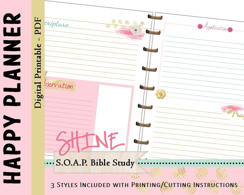 HAPPY PLANNER S O A P Bible Study Printable Planner Journal Etsy