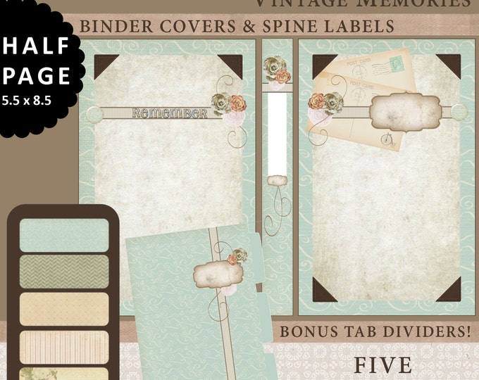 Half Page Printable Binder Covers, Spine Labels & Tabbed Dividers ...