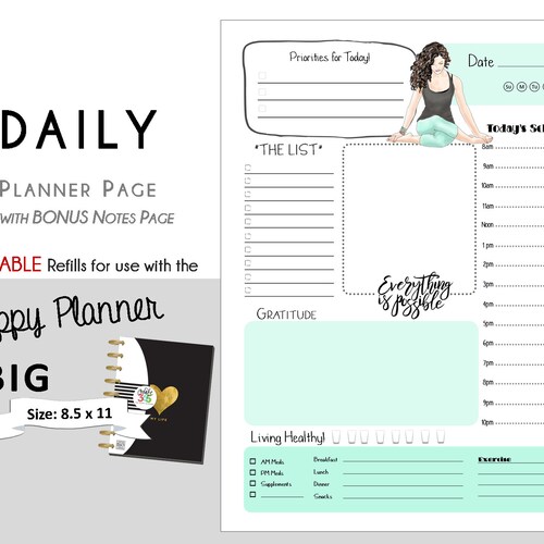 BIG Happy Planner DAILY Printable and Notes Pages for - Etsy
