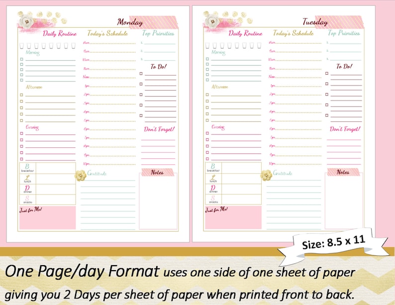 BIG Happy Planner PRINTABLE Daily Calendar Inserts / Refills Etsy