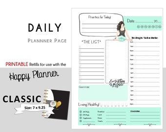 CLASSIC Happy Planner DAILY Printable with Notes for Create365 | mambi | Me & My Big Ideas - PDF "Everything is Possible" - Light Skin