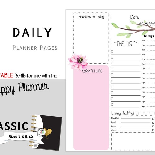 HAPPY PLANNER Daily Planner Refills Printable PDF Classic - Etsy