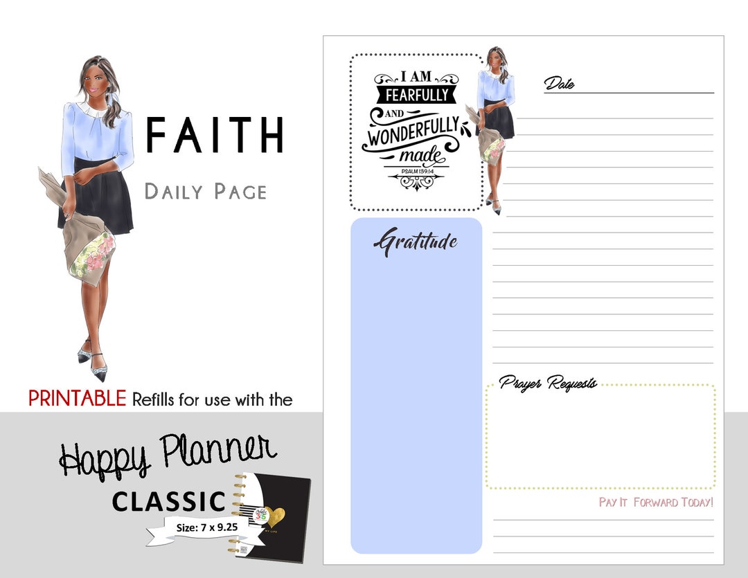 CLASSIC Happy Planner FAITH Daily Printable for Create365 | Mambi | Me ...