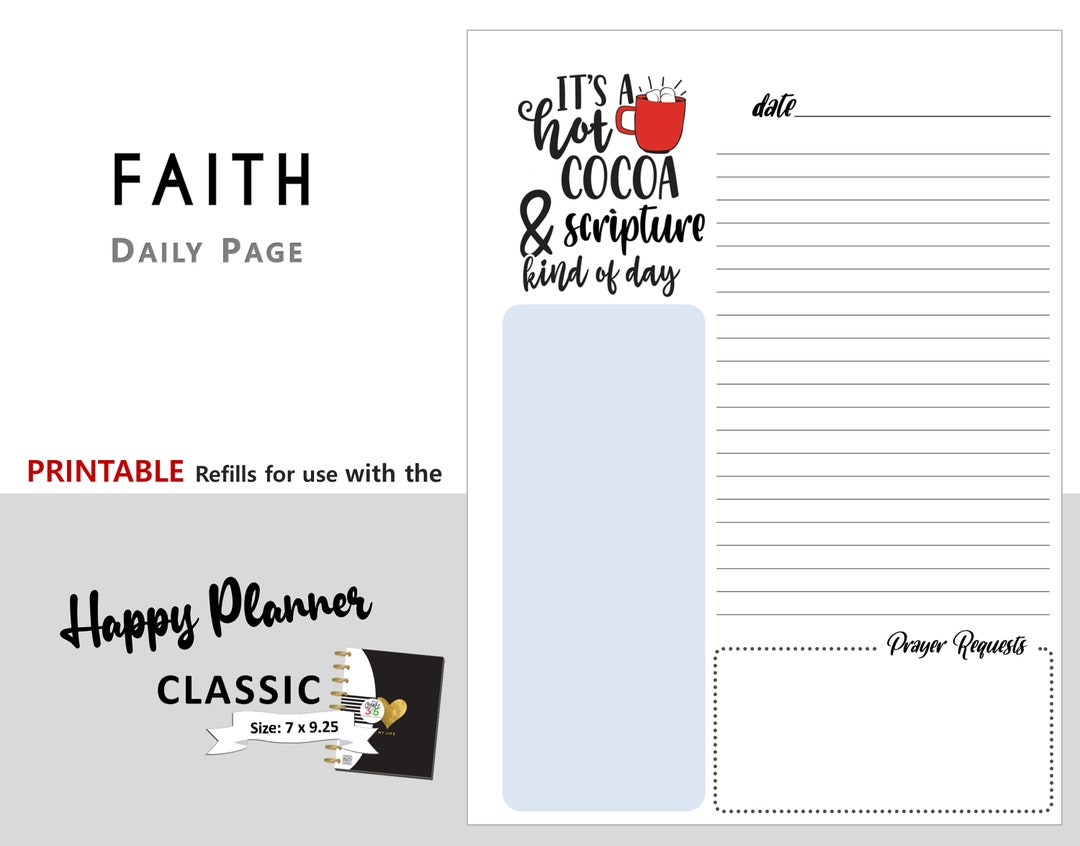 CLASSIC Happy Planner FAITH Daily Printable for Create365 | Mambi | Me ...