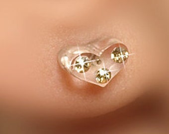 Heart studs, Swarovski crystal stud earrings, Gold heart earring, Plastic post earring, Clear lucite earring, Tiny gold stud earrings.
