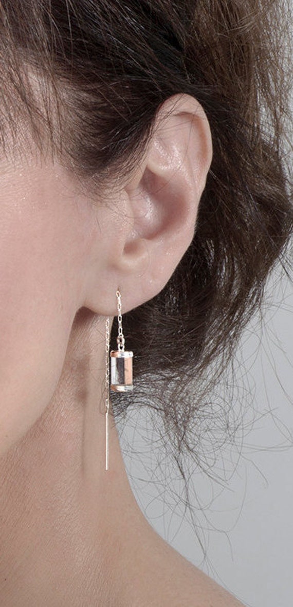 Thread Earring Clear Lucite Earring Acrylic Earring Bar Etsy