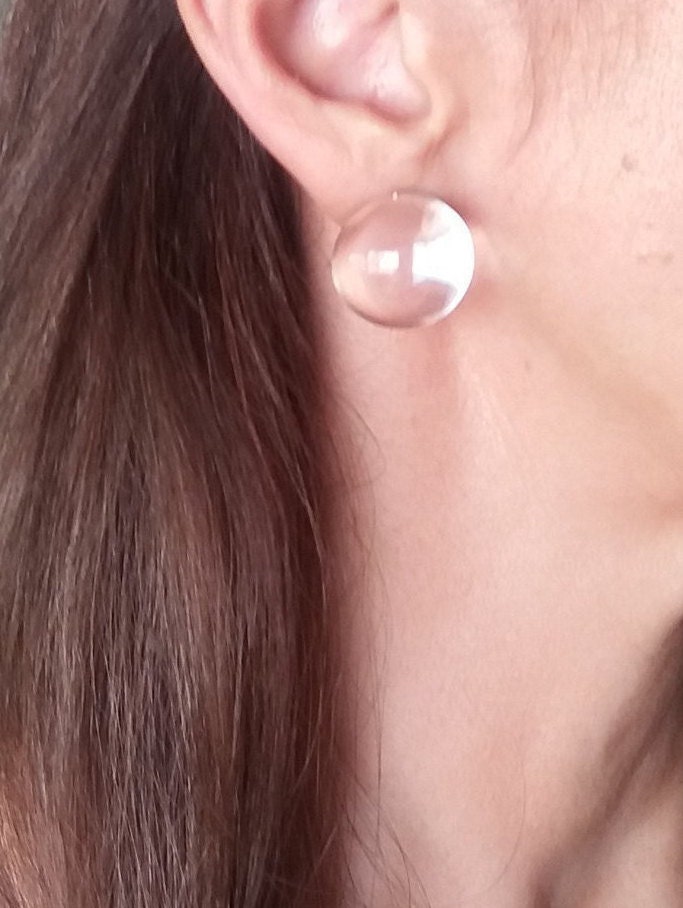 Big Earring, Large Ball Earring, Crystal Clear Earring