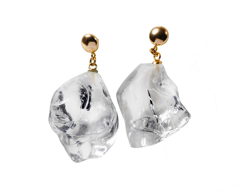 Chunky earring Plastic post earrings Clear lucite earring Etsy