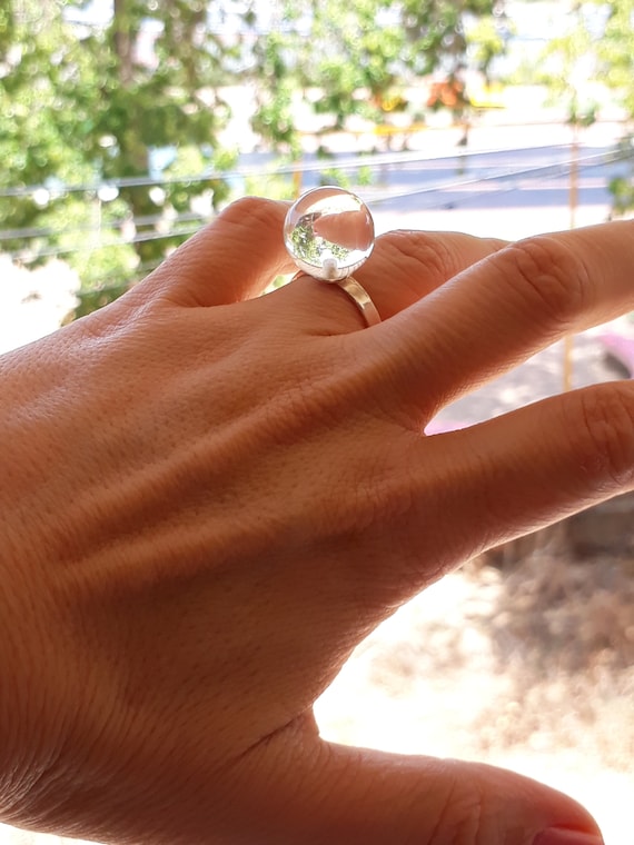 Clear Lucite Ring Ball Sphere Ring Acrylic Ring Crystal Ball