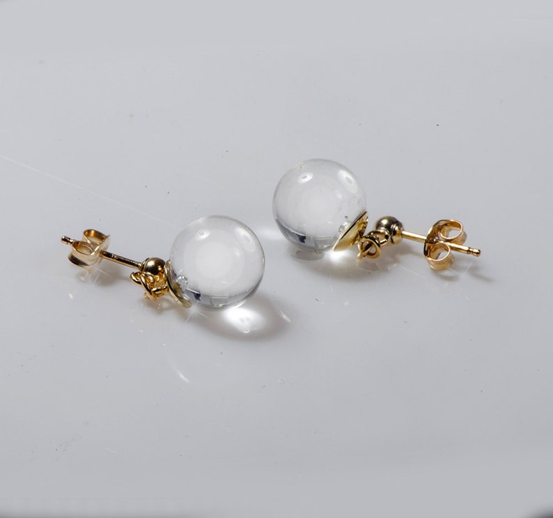 Lucite earring Disco ball earring Globe earring Crystal ball earring Gold post Plastic post earring Ball stud earring Drop ball earring image 2