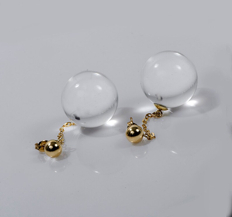 Clear Lucite Earring, Disco Ball Earring, Globe Earring, Crystal Ball