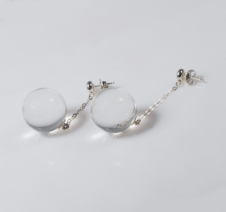 Long Earring Clear Lucite Earring Disco Ball Earring Globe Earring