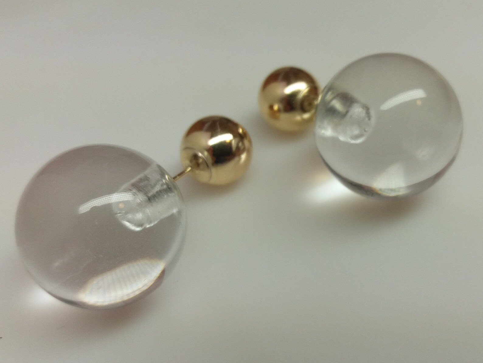 Double Sided Earring, Double Sided Ball Earring, Clear Lucite Earring