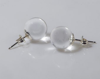 Small silver stud earring, Clear lucite earring, Disco ball earring, Globe earring, Plastic post earring, Ball stud earring, Ball earrings.