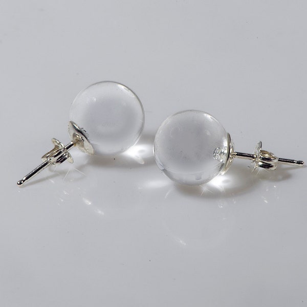 Small silver stud earring, Clear lucite earring, Disco ball earring, Globe earring, Plastic post earring, Ball stud earring, Ball earrings.