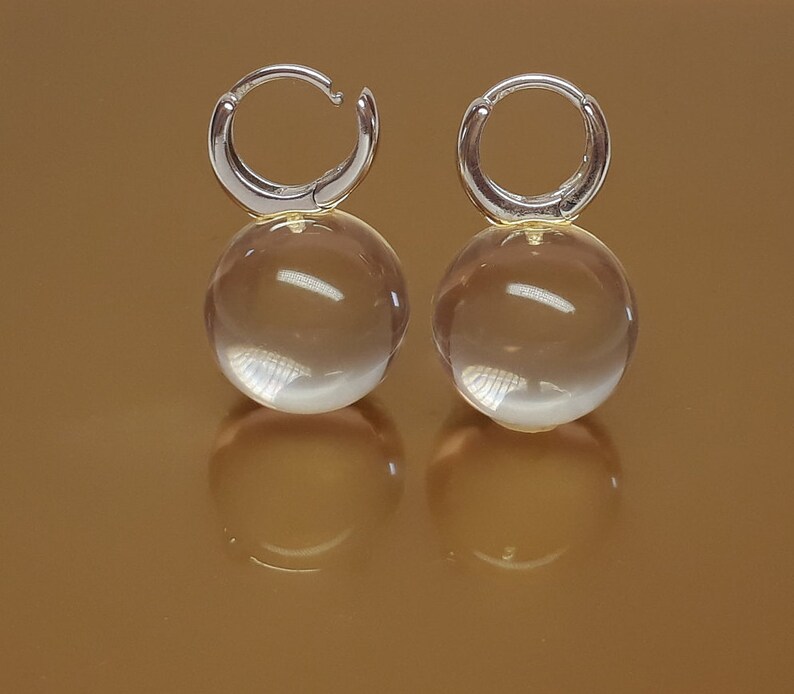 Big Disco Ball Earring Clear Lucite Earring Sphere Earring Etsy