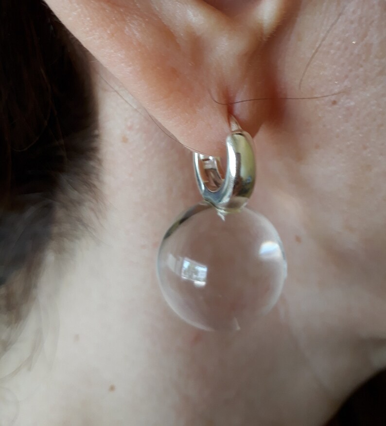 Big Disco Ball Earring Clear Lucite Earring Sphere Earring Etsy