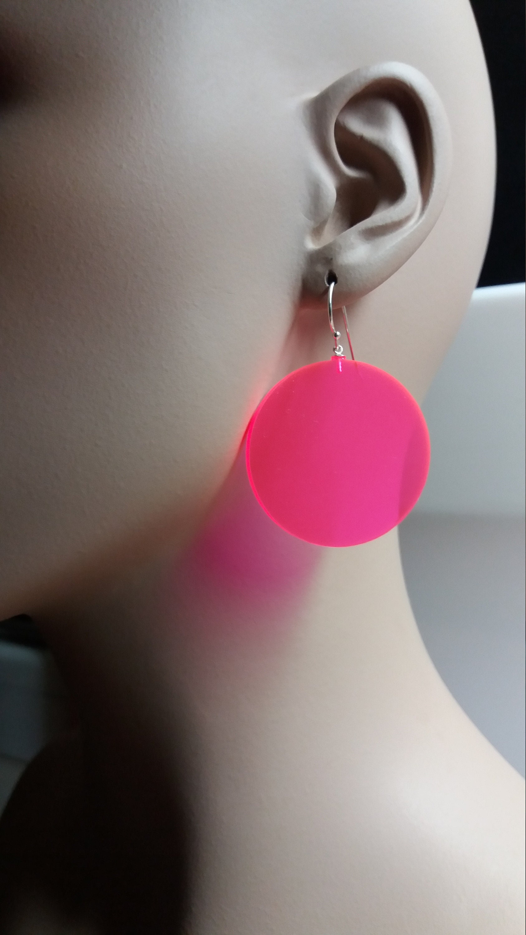 Neon Pink Earring Bright Pink Earring STERLING SILVER Etsy UK