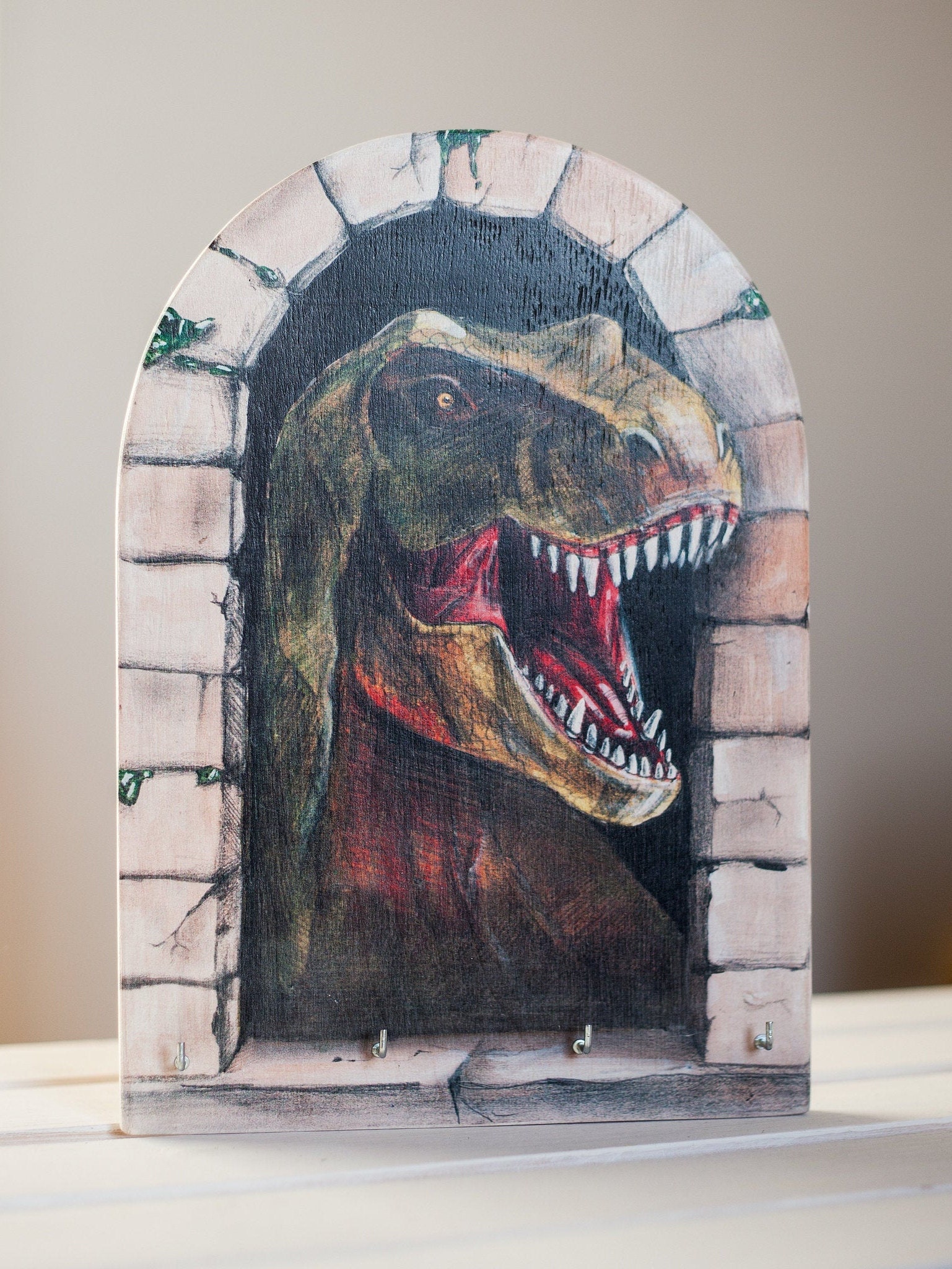 Dinosaur Key Rack Wall Key Holder DINOSAURS TYRANNOSAURUS REX, Medal Rack, Family Key ...
