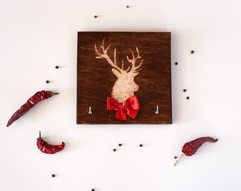 Schlüssel Halter für Wand DEER FOREST KING, Holz, Wand-Dekor, Tastatur, Schlüssel Aufhänger, Einweihungsparty, Wandkunst, Familie Veranstalter, Geschenk für Männer