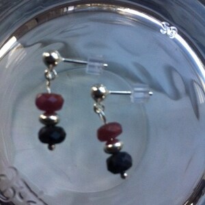 Ruby and Sapphire Sterling Silver Earrings