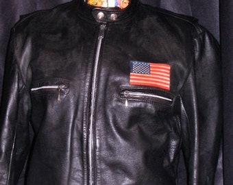 Vintage Black Leather Motorcycle Jacket