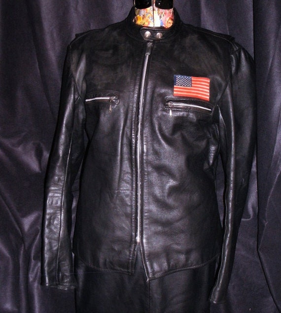 Vintage Black Leather Motorcycle Jacket