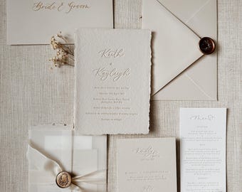 Invitaciones de boda con impresión tipográfica caligráfica / Invitación de boda con impresión tipográfica / Invitación de boda de lujo