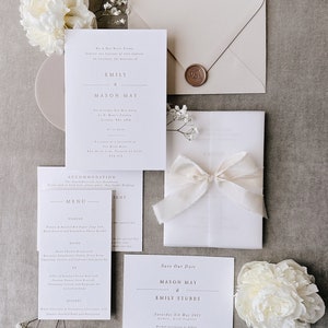 Invitaciones de boda tipográficas mínimas / Invitación de boda tipográfica / Invitación de boda de lujo