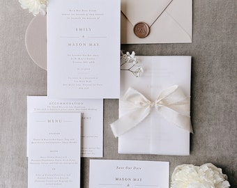 Invitaciones de boda tipográficas mínimas / Invitación de boda tipográfica / Invitación de boda de lujo