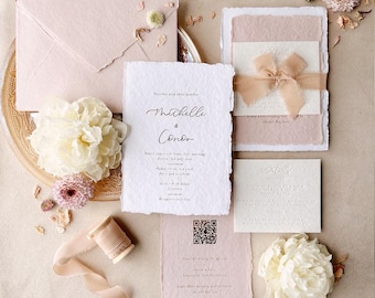 Invitaciones de boda con impresión tipográfica caligráfica / Invitación de boda con impresión tipográfica / Invitación de boda de lujo