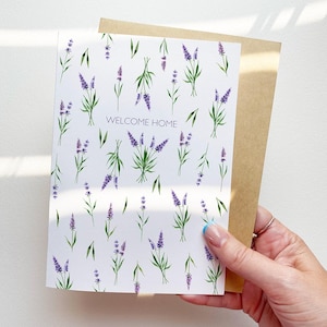 Cartão de boas-vindas floral aquarela lavanda