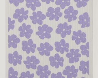 Lavender Poppies Swedish Dishcloth