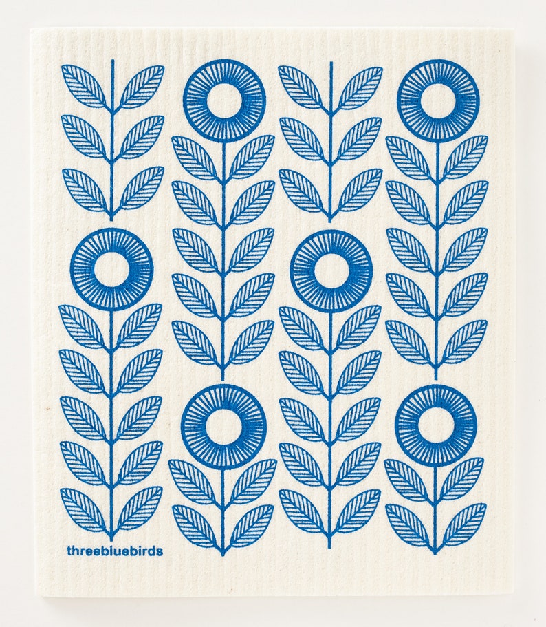Three Bluebirds Swedish Dishcloth