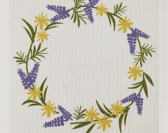 Summer Wreath Swedish Dishcloth