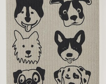 Bow Wow on Sand Swedish Dishcloth