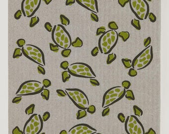 Sea Turtles on Sand Swedish Dishcloth