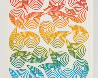 One-of-a-Kind Rainbow Beads Swedish Dishcloth (by Three Bluebirds)