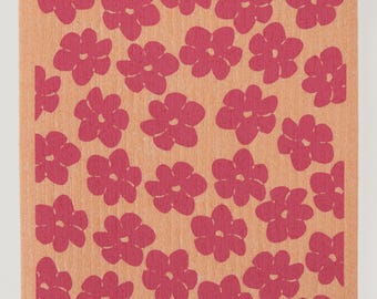 Pink Poppies on Orange Swedish Dishcloth