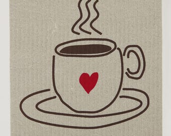 Hug in a Mug on Sand Swedish Dishcloth