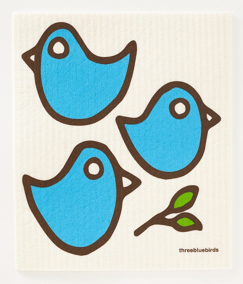 Three Bluebirds Dishcloth - Thumbnail 4
