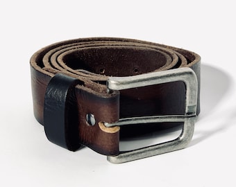 Vintage genuine leather belt brown genuine leather belt mens leather belt  tooled leather belt wide leather belt cowboy leather belt