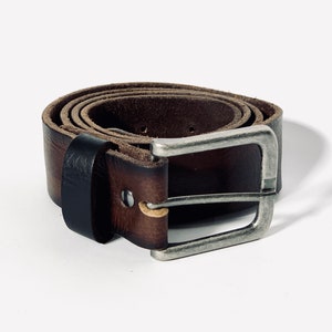 Vintage genuine leather belt brown genuine leather belt mens leather belt  tooled leather belt wide leather belt cowboy leather belt