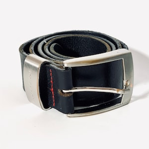 Vintage genuine leather belt black leather belt mens leather belt  tooled leather belt wide leather belt cowboy genuine leather belt