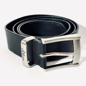 Black genuine leather vintage genuine leather belt belt mens leather belt tooled leather belt wide leather belt cowboy leather belt image 1