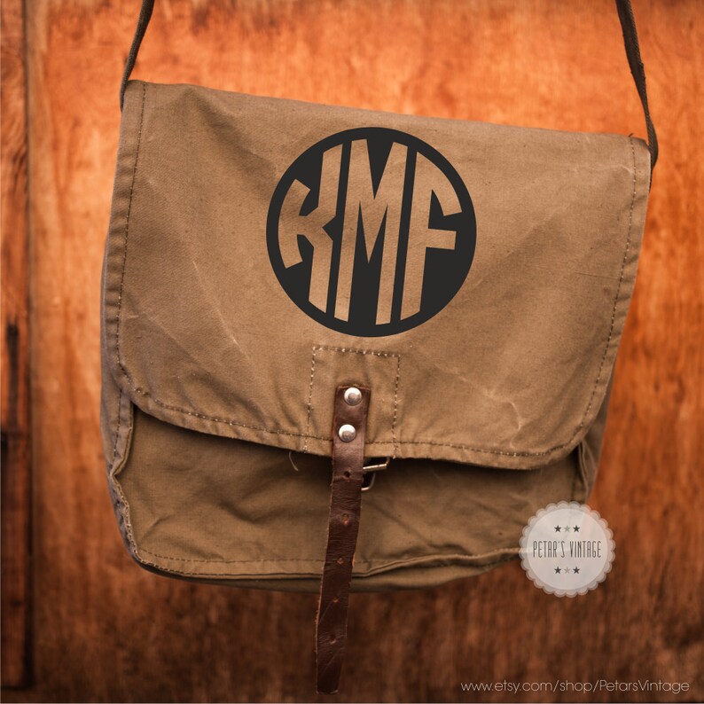 Monogrammed canvas bag monogram canvas bag messenger bag canvas messenger bag crossbody bag military bag army bag canvas backpack vintage