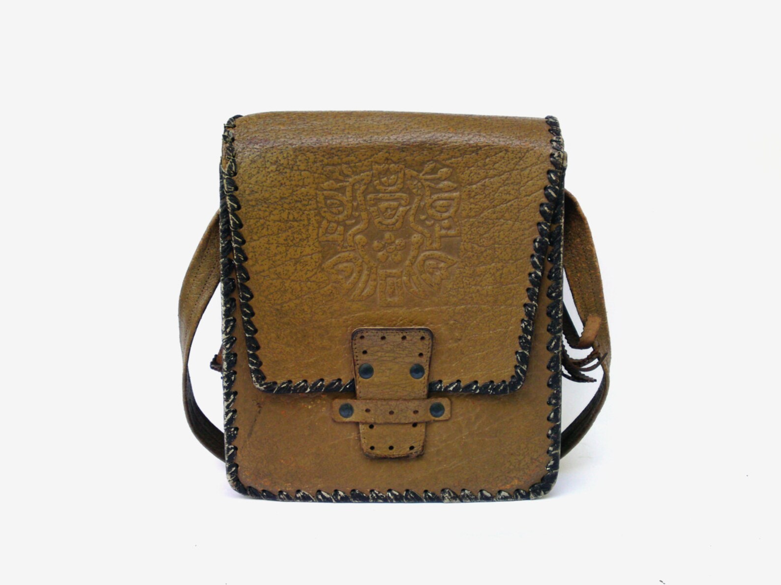 ZHIYONG Women's Genuine Leather Shoulder Bag - Hand-Carved Saddle Bag, Green & White, Adjustable Strap - View #7